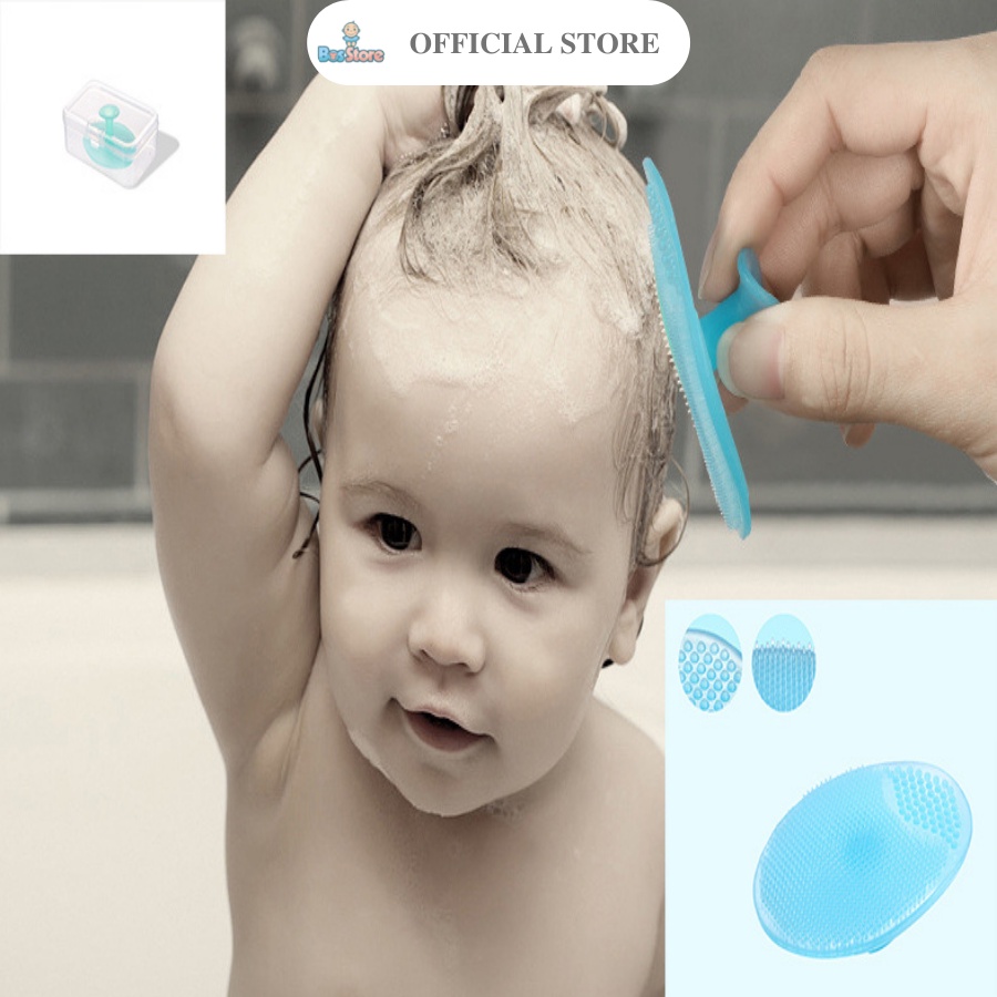 Miếng rửa mặt, massage silicon siêu mềm cho bé - Có hộp đựng