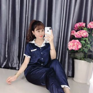 Đồ bộ phi lụa phối màu