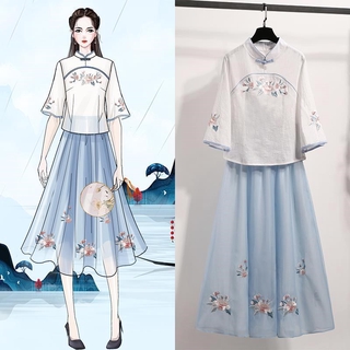 Bộ Đồ Hán Phục Cách Tân Bằng Cotton Cho Nữ