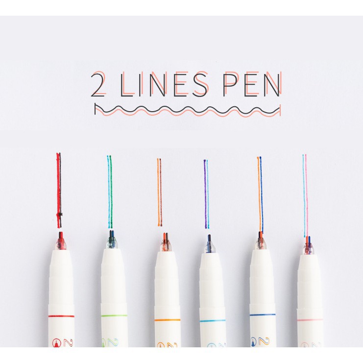 [nowship/grab] Bút mực hai ngòi double line 0.5mm nhiều màu sắc, trang trí sổ tay, bullet journal cho học sinh