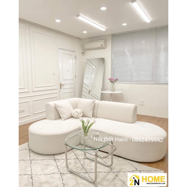 Ghế Sofa bọc nỉ Haini, thiết kế mới, hiện đại và độc đáo bo cạnh cong mềm mại, nhiều màu tùy chọn