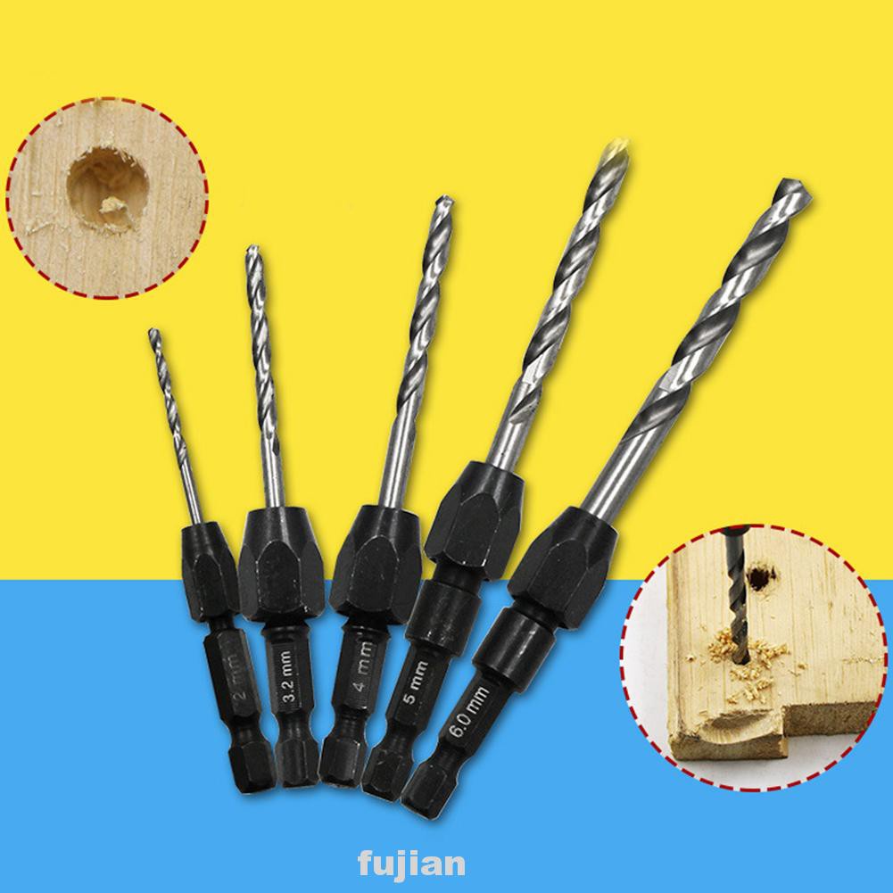 Carpentry Countersink Hex Shank High Speed Steel Powerful Spiral Tight Clamping Drill Bit Set