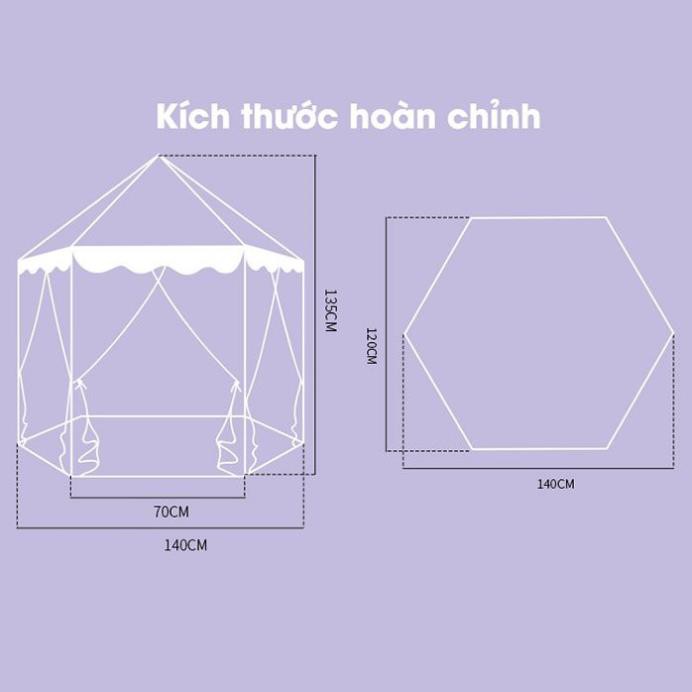 Nhà Lều Công Chúa Cho Bé Gái Lều Đồ Chơi Cho Bé Gái Size Lớn Màu Sắc Tươi Tắn [1.4 x 1.4 x 1.35 mét]