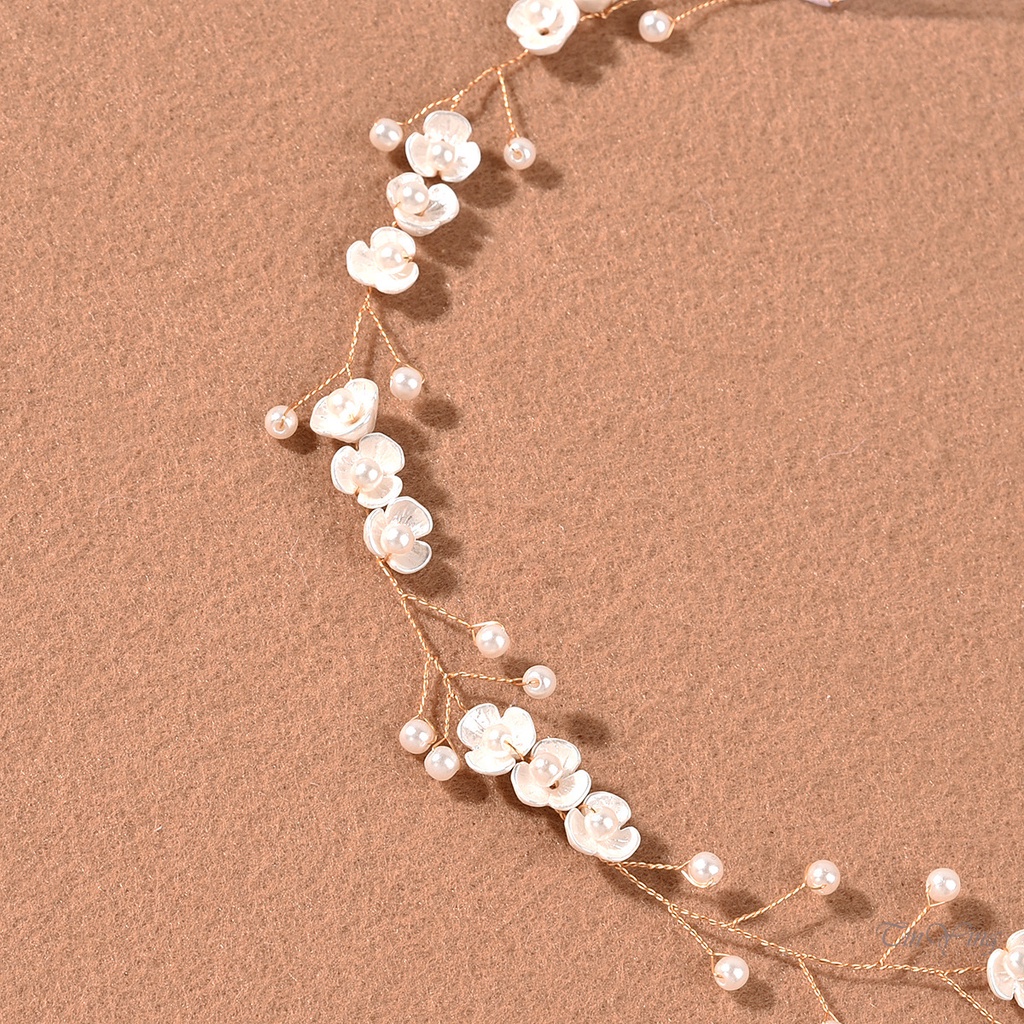 GETNOIVAS Cài tóc hình cánh hoa đính ngọc trai giả cho cô dâu