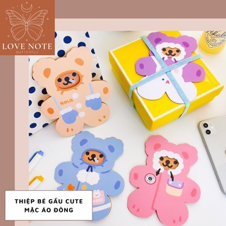 Thiệp bé gấu cute mặc áo đông siêu dễ thương (ko gồm phong bì) - thiệp chúc mừng sinh nhật, lễ tết, kỷ niệm