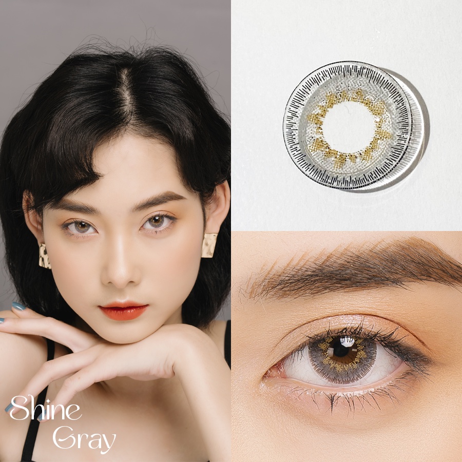 Lens Hàn Quốc Blue Eyes - SHINE GRAY  -  Lens cận thời trang màu xám tây có viền -  Lens Made in Korea