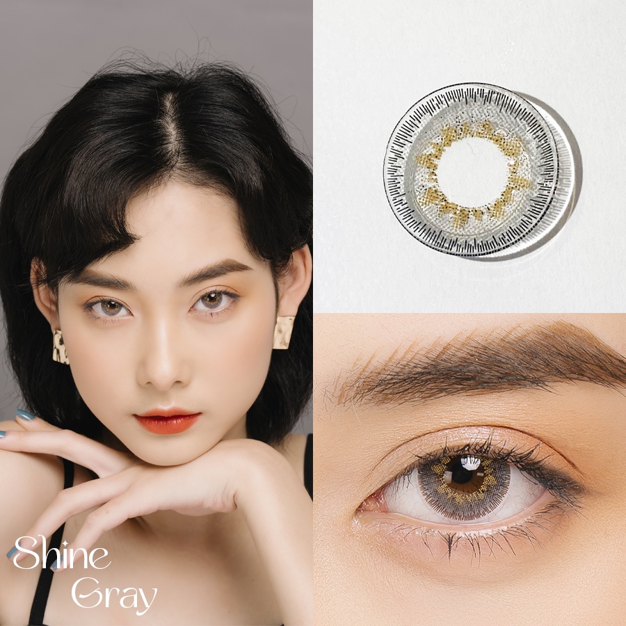 Một chiếc Lens dùng 1 lần màu xám tây Shine Silver, Kính Áp Tròng Cận  Đủ Độ Từ 0 Đến 8 Diop.