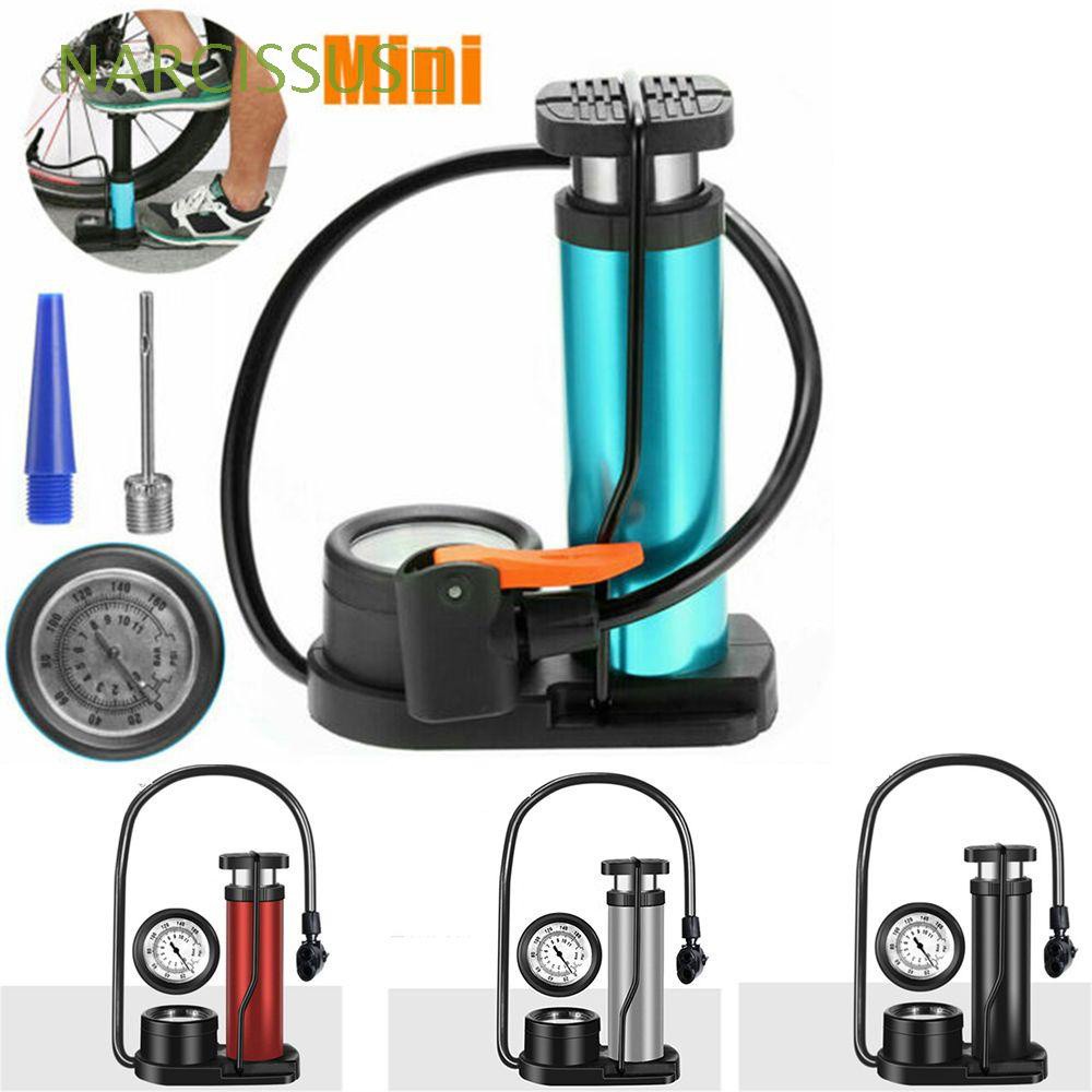 Bơm đạp chân dùng cho bơm lốp xe đạp, bơm lốp xe máy, có đồng hồ báo áp suất bơm dài