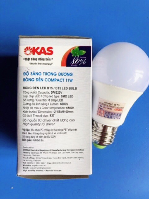 Bóng đèn led 5w siêu sáng Okas Sopoka