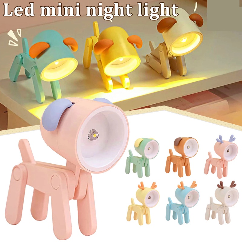 Đèn Ngủ LED Mini Để Bàn Hình Chú Chó / Nai Dễ Thương Có Thể Gấp Gọn Trang Trí Phòng Khách / Phòng Ngủ / Bé