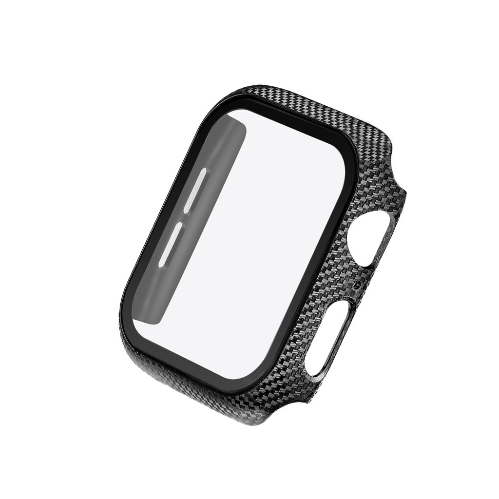 Ốp Bảo Vệ Mặt Đồng Hồ Thông Minh Bằng PC Cứng Kèm Kính Cường Lực Cho Apple Watch 38 / 40 / 42 / 44 / 41 / 45mm Series 8 / 7 / SE / 6 / 5 / 4 / 3 / 2 / 1