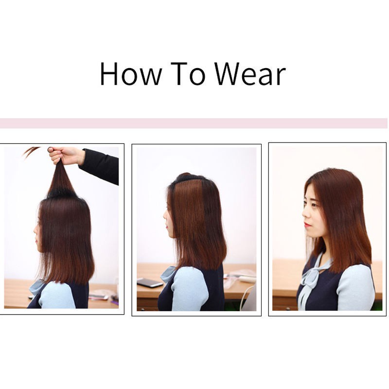 Đệm Tóc Giả Thẳng Dài Vô Hình Có Kẹp Bằng Sợi Tổng Hợp Cho Nữ