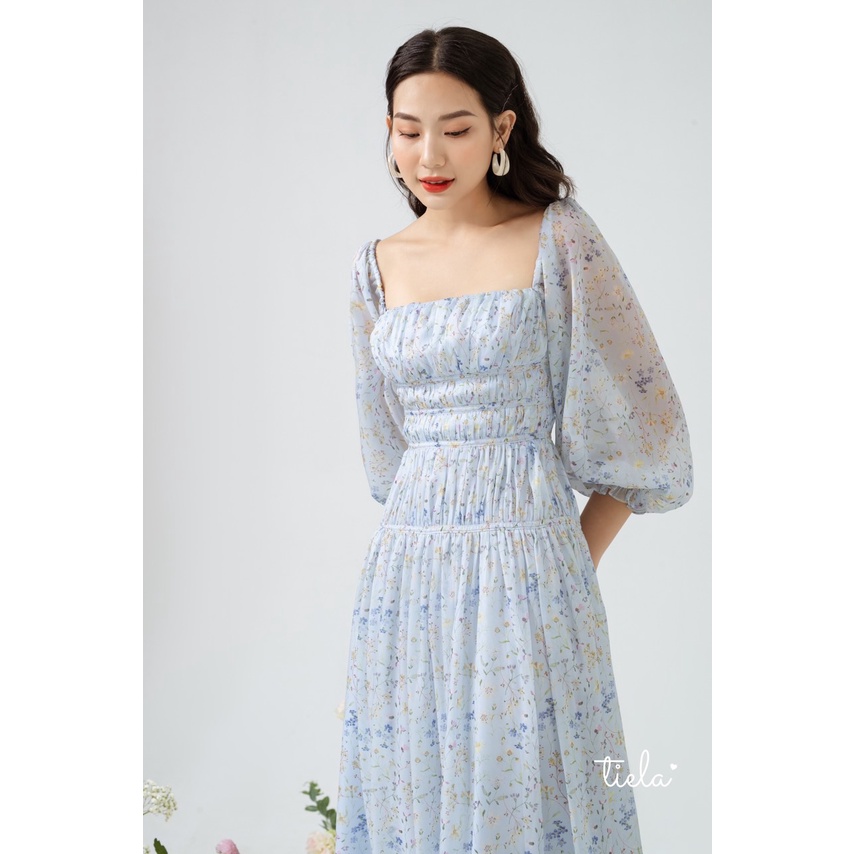 TIELA Đầm Váy hoa xanh tay dài - Vira Dress