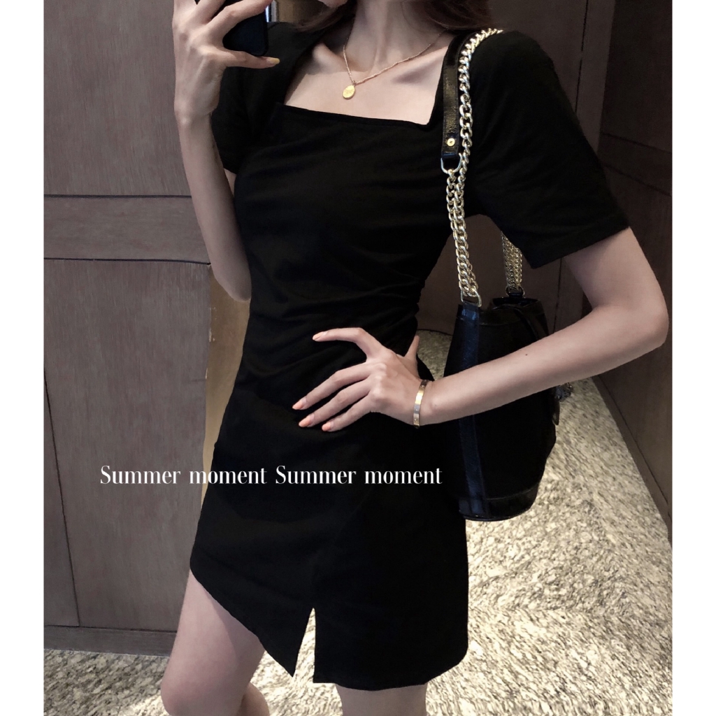 Đầm SUXI cổ vuông dáng ôm vừa vặn thiết kế xẻ tà thời trang quyến rũ dành cho nữ