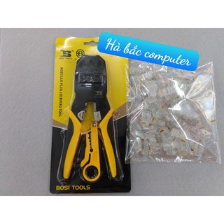 Combo kìm bấm mạng bosi + 100 hạt mạng