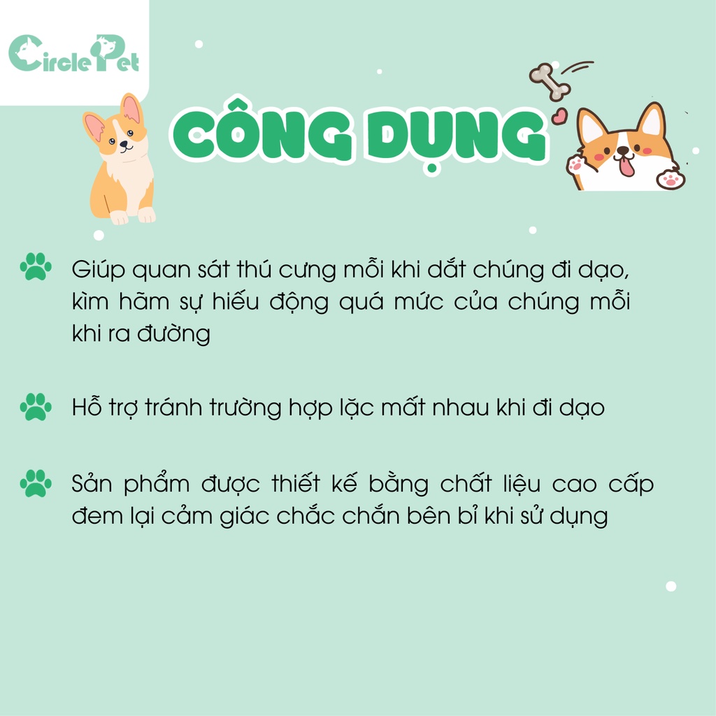 Bộ Dây Dẫn Vòng Yếm Chó Mèo TouchDog Cao Cấp Độ Bền Cao Siêu Chắc - Circle Pet