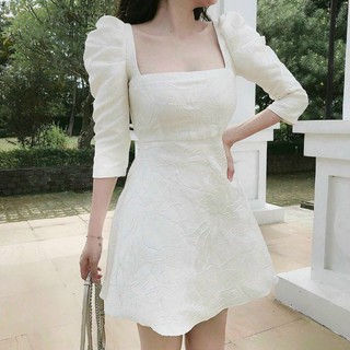 Đầm Cổ Vuông Tay Bồng (Hình Ảnh Thật)