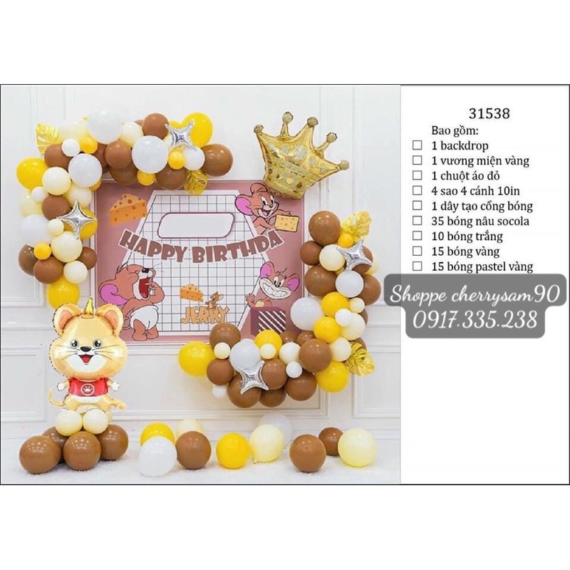 Set Mickey 75 bóng Backrop Thiết kế Tên Kiểu HQ Hot