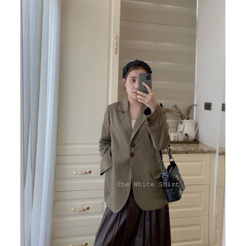 EMMY BLAZER - áo blazer trẻ trung thanh lịch màu nâu rêu