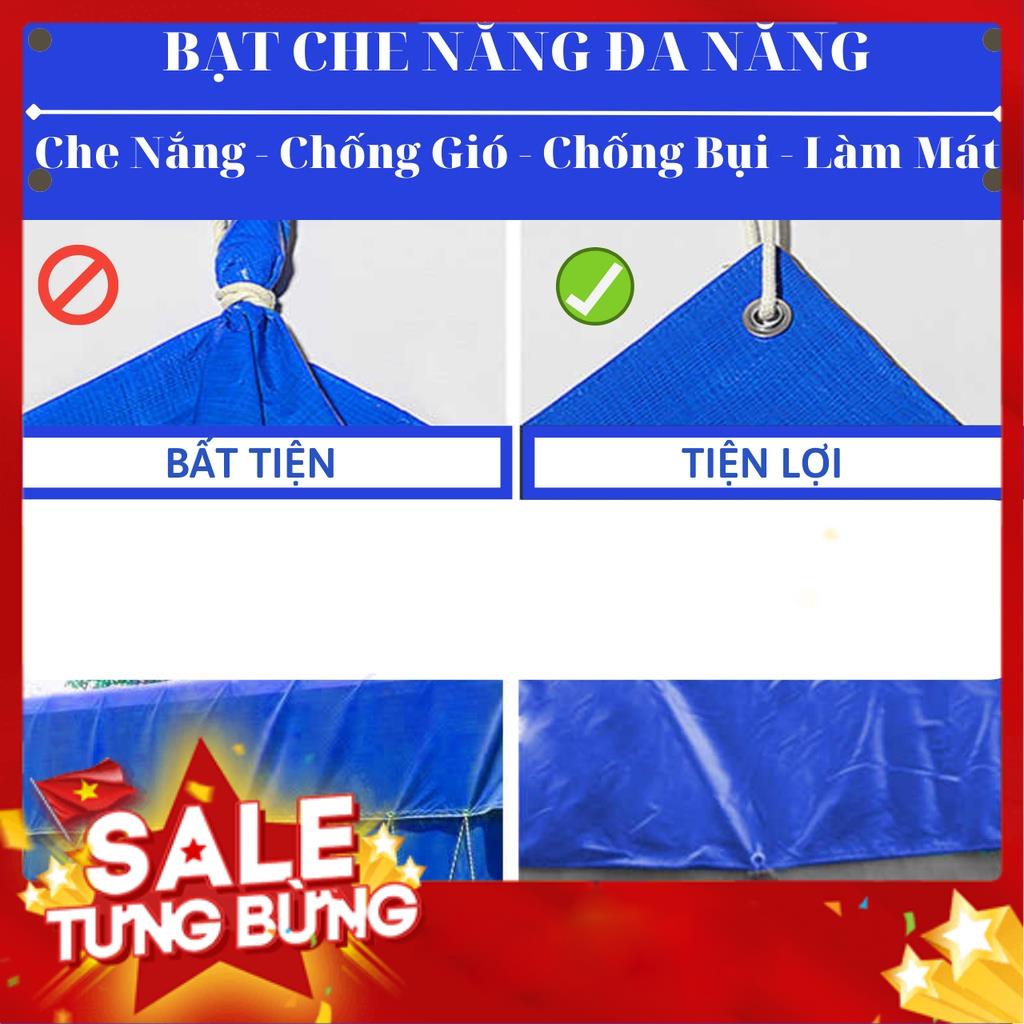 Bạt Che Nắng Mưa Nam Việt  - Kích Thước 2x4 - Màu Xanh Cam - May Viền Đóng Khoen Sẵn - Chống Thấm Nước