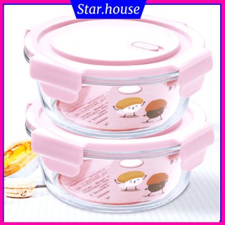 Hộp đựng cơm thủy tinh hình tròn 620ml, Hộp thủy tinh đựng thức ăn hình tròn