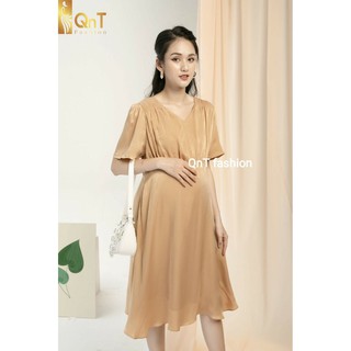 Đầm Bầu-Đầm Bầu Cổ Tim Chấm Bi 2 Lớp-Thời Trang Công Sở- Bigsize