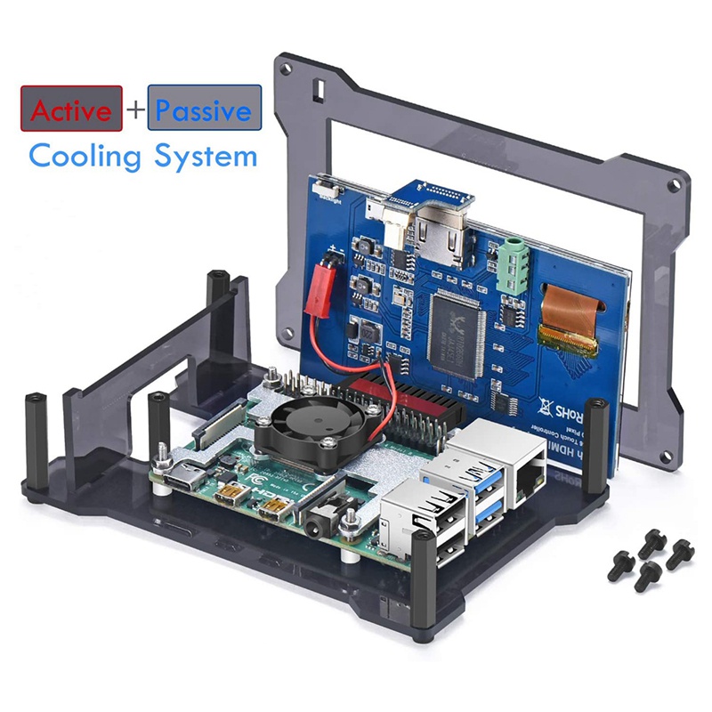 for Raspberry Pi 4 Touchscreen with Case & Fan, 4 Inch IPS Press Screen LCD Display, with Press Pen | BigBuy360 - bigbuy360.vn
