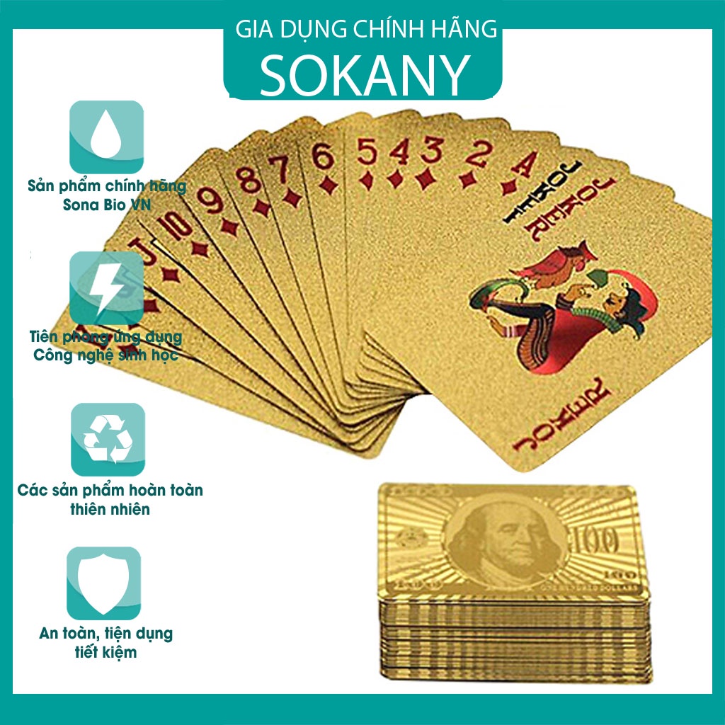 Bộ Bài Tây , Bộ Bài Tú Lơ Khơ 52 Lá Mạ Vàng 24k Đẳng Cấp, Sàn Trọng , Chống Thấm Nước Siêu Dẻo