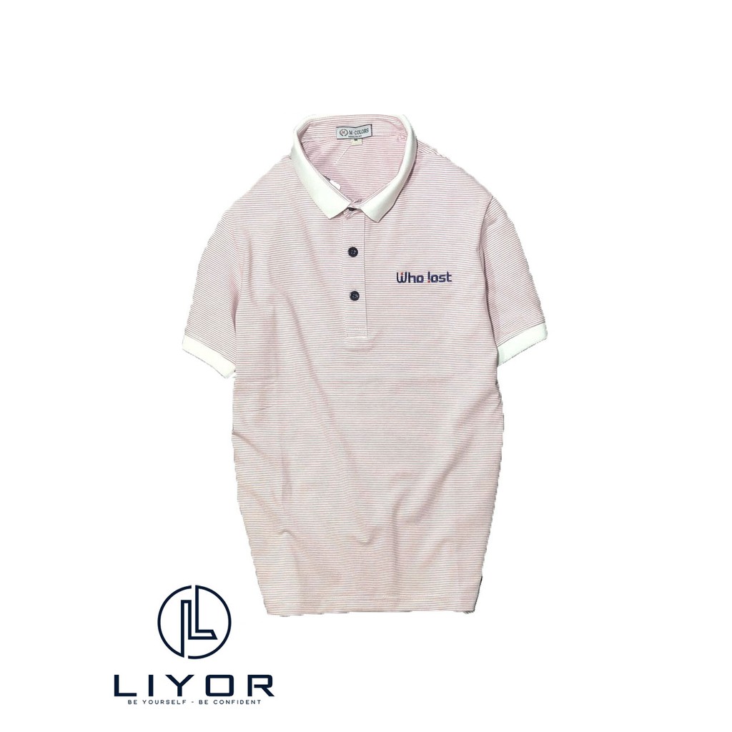 Áo thun nam có cổ Liyor thiết kế sọc ngang thêu chữ phù hợp với dáng người dưới 82kg (nhiều màu) - ACB4005 | BigBuy360 - bigbuy360.vn