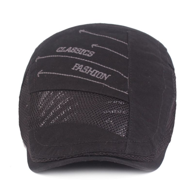 Mũ Beret Phối Lưới Thoáng Khí Thêu Chữ Thời Trang Cho Nam Và Nữ