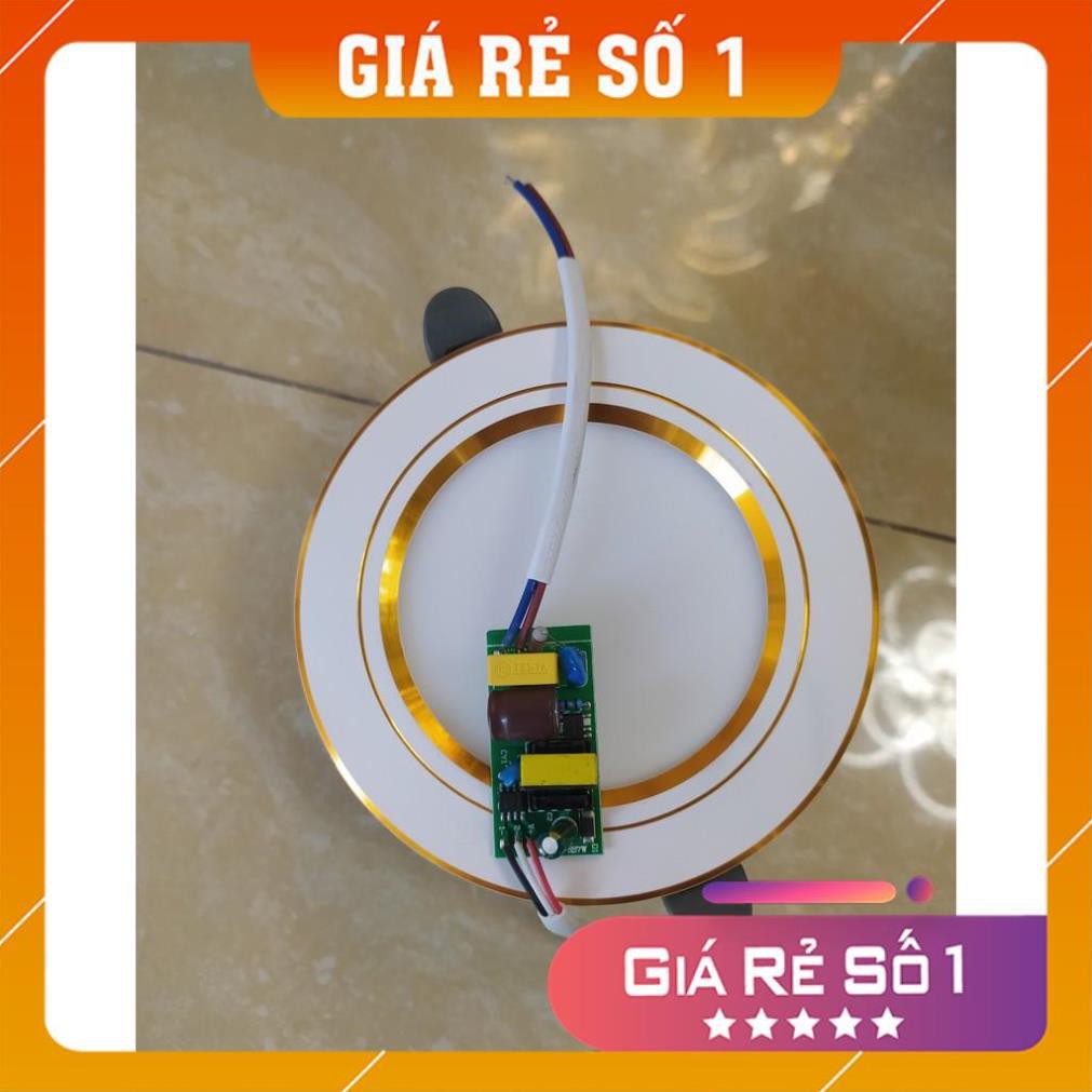 Đèn âm LED trần, Đèn âm trần đế đúc 7w, 3 chế độ sáng , đèn downlight phi 90 viền vàng/bạc