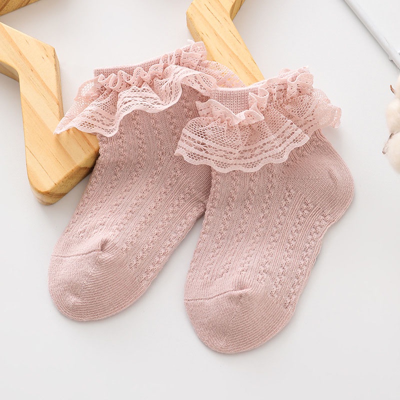 Vớ Cotton Mềm Phối Ren Thoáng Khí Thời Trang Xuân Hè Cho Bé Gái