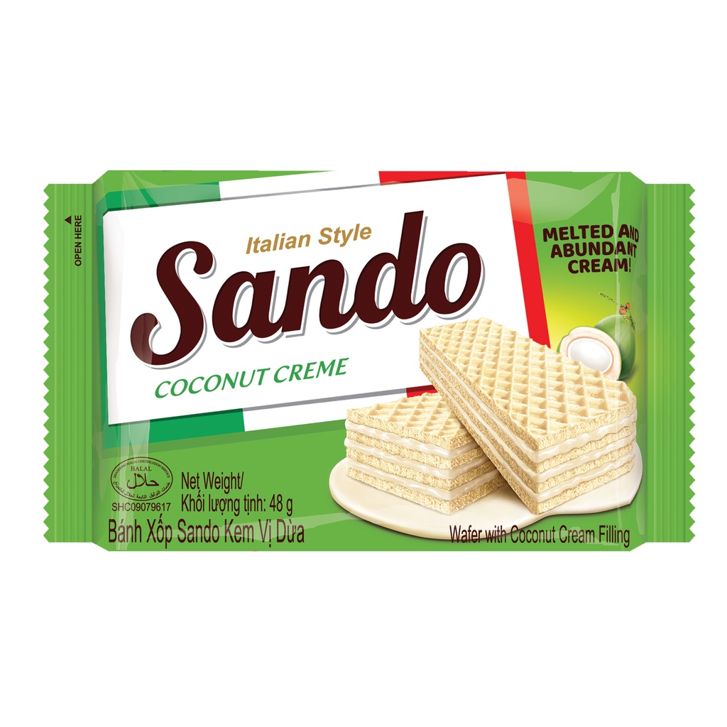 Combo 5 Gói Bánh Xốp Sando Kem Vị Dừa Gói 48g
