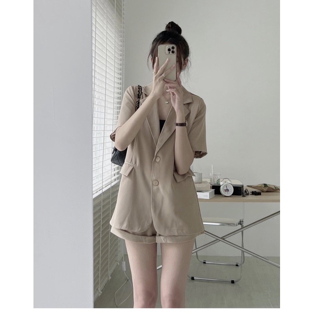 Set blazer cộc 2 túi giả freesize 4 màu xinh | BigBuy360 - bigbuy360.vn