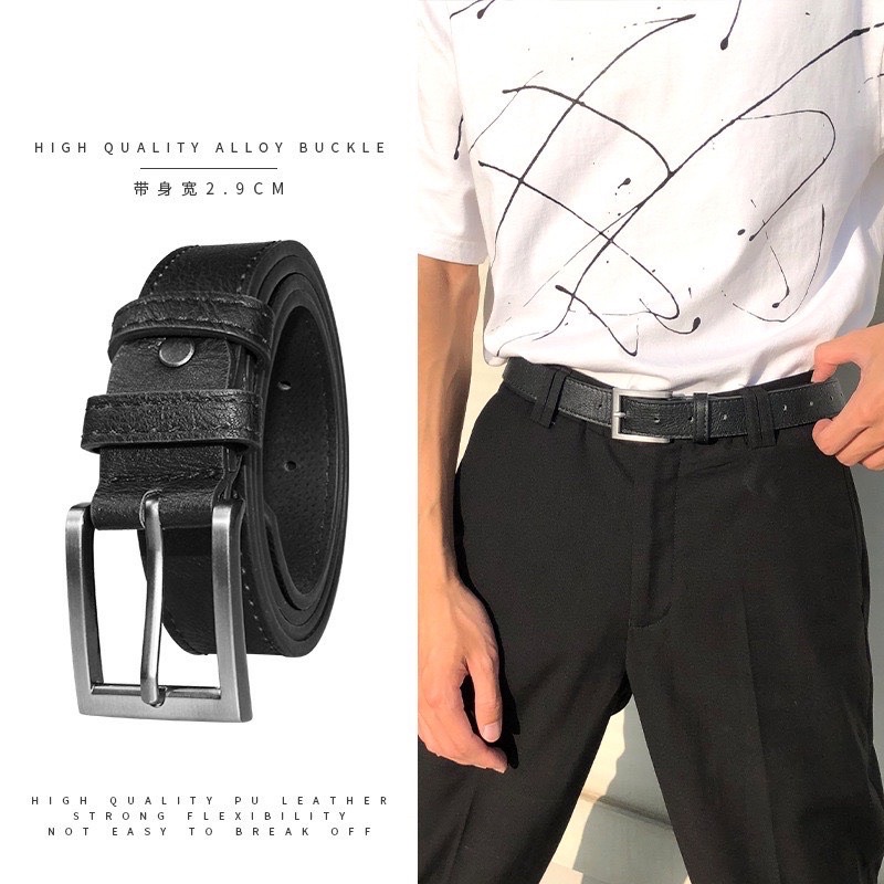 Thắt lưng nam quần bò âu hàn quốc unisex lịch lãm Lulu shop TLN010 mặt vuông Dây lưng nịt đi học làm trẻ trung 3cm