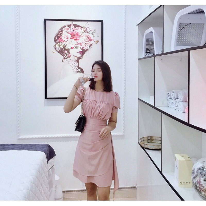 Váy thiết kế vạt chéo nhún ngực kèm ảnh thật | BigBuy360 - bigbuy360.vn