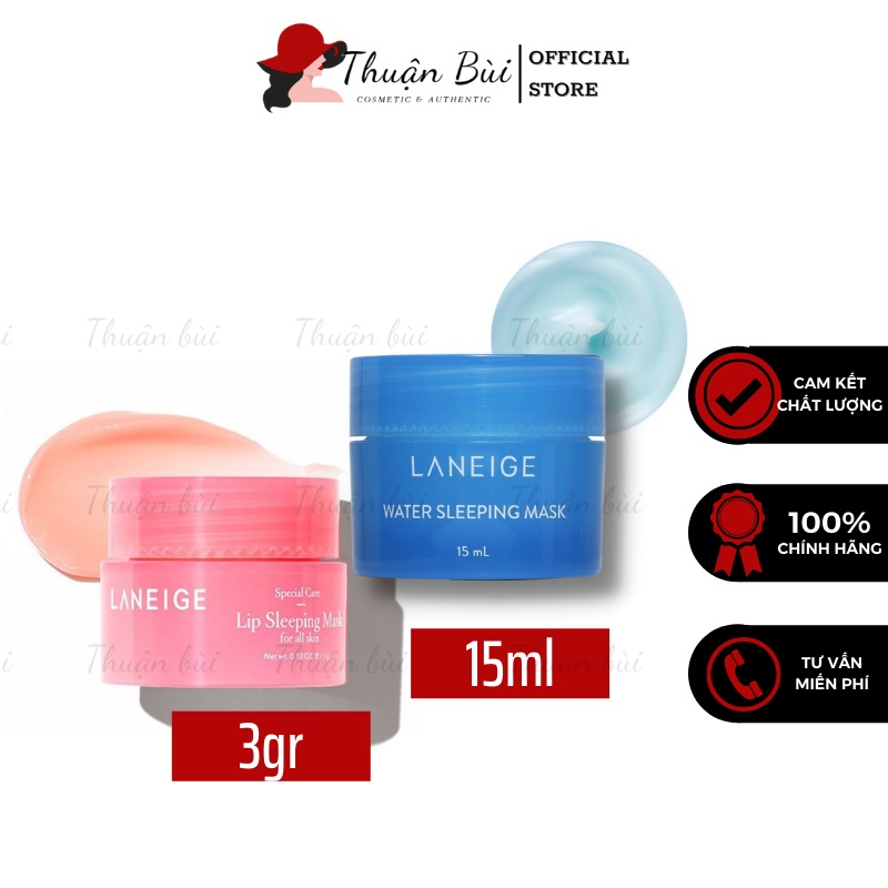 Minisize Mặt nạ ngủ mặt và môi Bộ đôi mặt nạ ngủ LANEIGE Water &amp; Lip Sleeing Mask Cấp ẩm dưỡng da