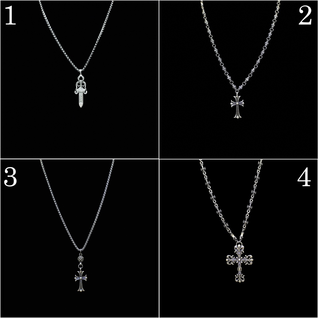Vòng cổ Chrome Heart dây chuyền chữ thập thánh giá mạ bạc Titan kèm Box