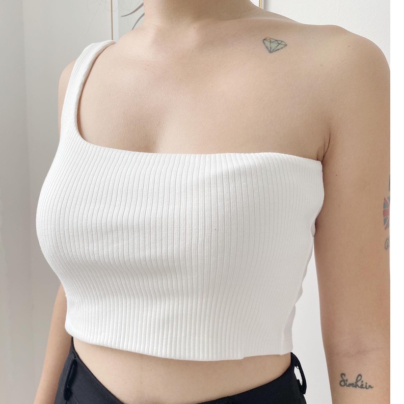 Áo croptop thun HEYBEE kiểu 1 vai nhiều màu co giãn tốt Lucia Top HT410