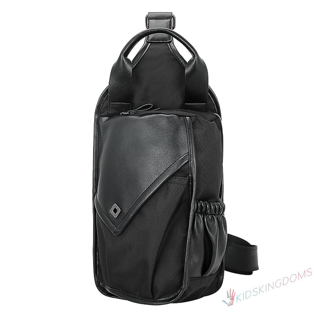 【Big Sale】Men PU Leather Nylon Shoulder Bag Chest Pack Sling Travel Messenger Handbag