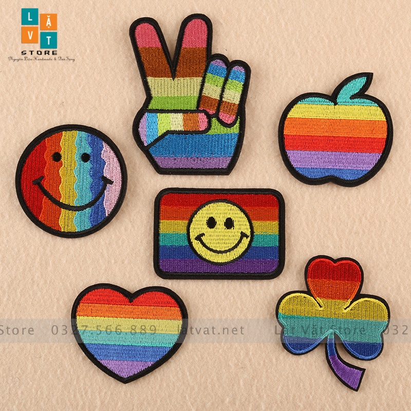 Patch ủi quần áo, Sticker dán Vali phong cách ngũ sắc, xinh đẹp, tiện dụng, ý nghĩa cho công đồng LGBT