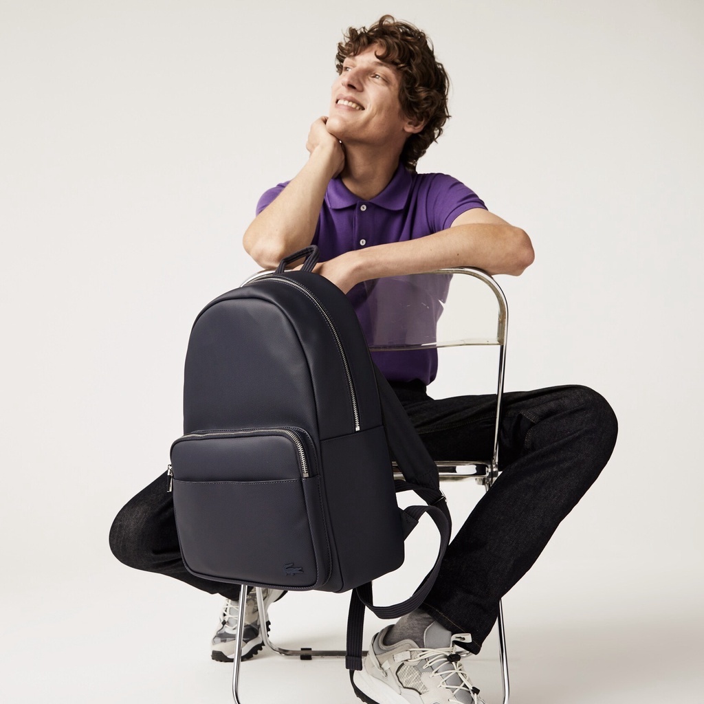 BALO LACOSTE CLASSIC logo dập nổi, Chất liệu si PVC chống nước • Khoá kéo xịn chất niken • Quai đeo vai cực êm