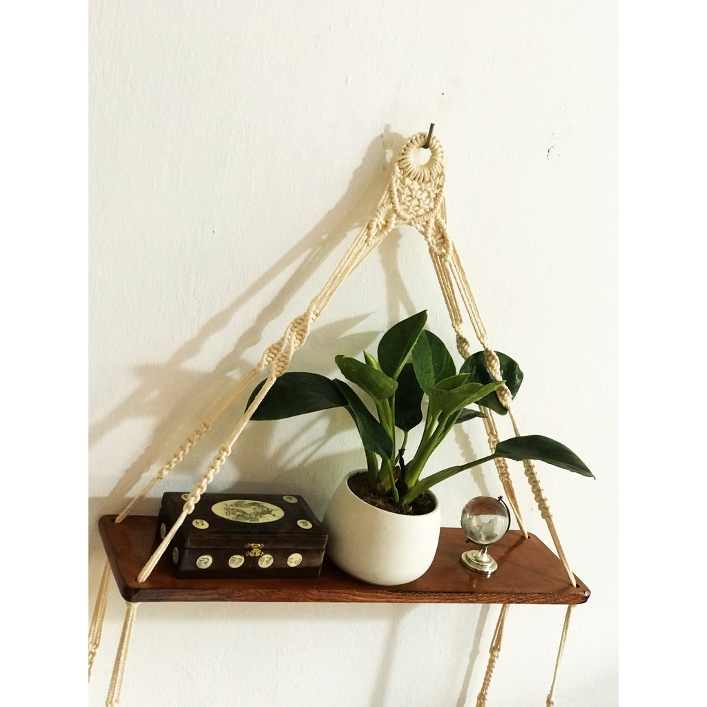 Kệ Gỗ Treo Tường Trang trí 60x15x1,5cm Macrame Decor Phòng Làm Giá Sách Mini  giá rẻ Tại Hà Nội