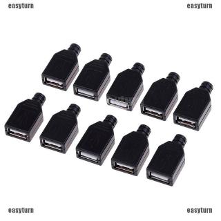 ?ĐẦY ĐỦ 🌸 10Pcs Female 4-Pin Type A Plug USB Adapter DIY with Plastic Cover USB Connector
