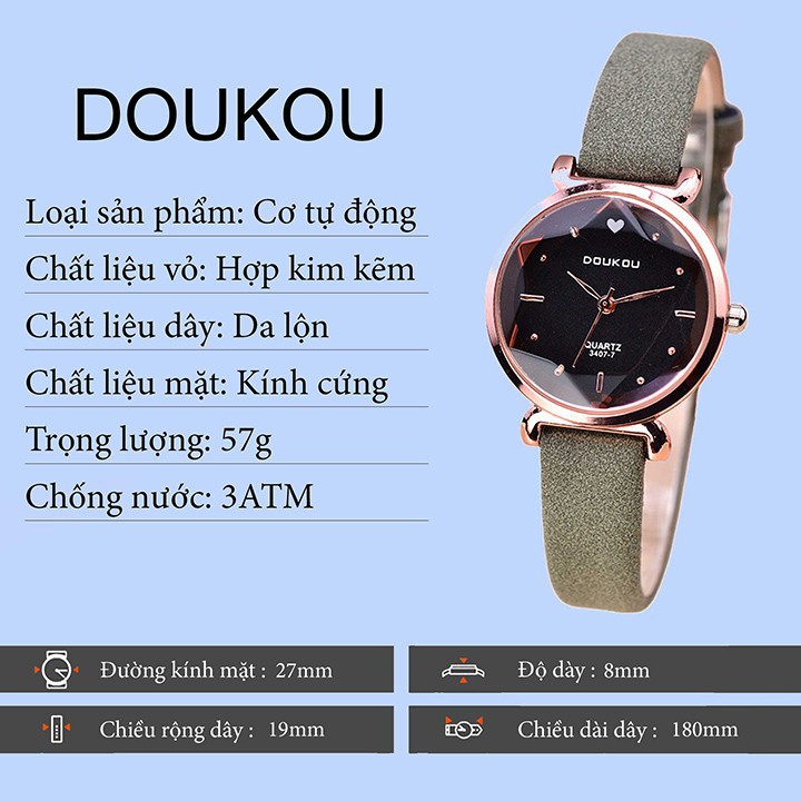 Đồng hồ nữ DouKou 71139 dây da lộn cao cấp mặt tròn Bán lẻ giá sỉ