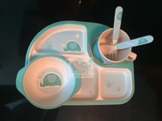 Set khay bát ăn dặm sợi Tre