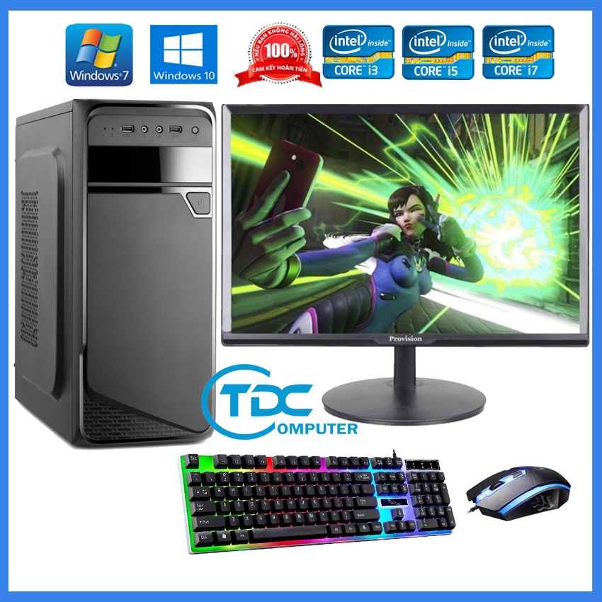 Bộ máy tính để bàn Max PC + Màn hình Provision 19 inch Cấu hình core i3, i5 i7 Ram 4GB, SSD 240GB + Quà Tặng