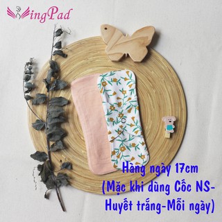 KHÔNG LÕI Size 17cm Băng vệ sinh vải WingPad dùng HÀNG NGÀY-CỐC NGUYỆT SAN-BỊ HUYẾT TRẮNG