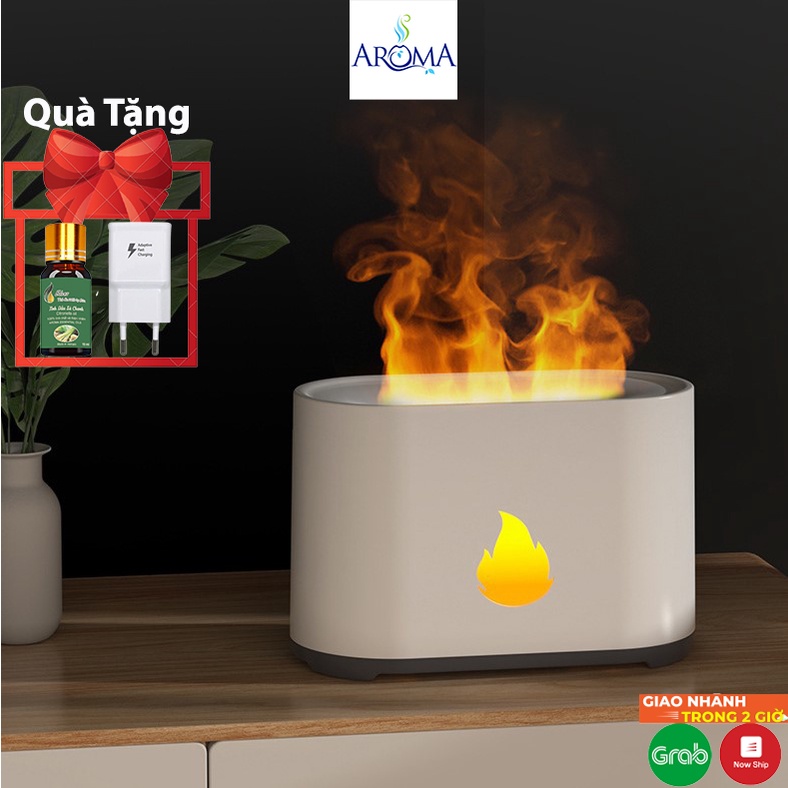 Máy khuếch tán tinh dầu Aroma hình ngọn lửa 3d trang trí decor phòng ngủ, bàn làm việc Xông tinh dầu tạo ẩm chống khô da