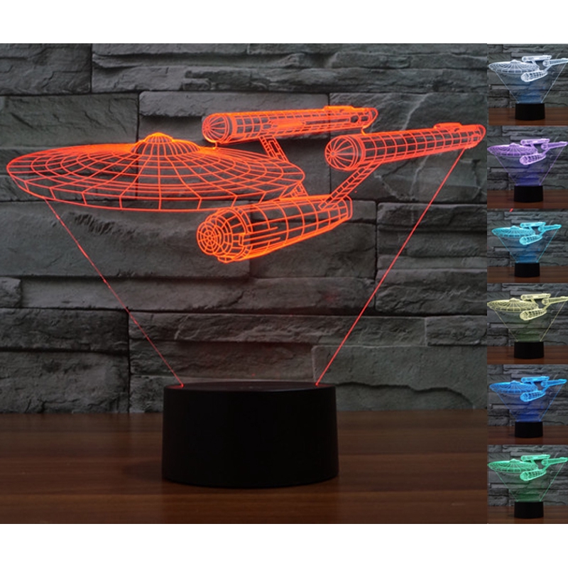 Đèn LED 3D 7 màu hình tàu vũ trụ Star Trek USS Enterprise đẹp mắt + phụ kiện đi kèm